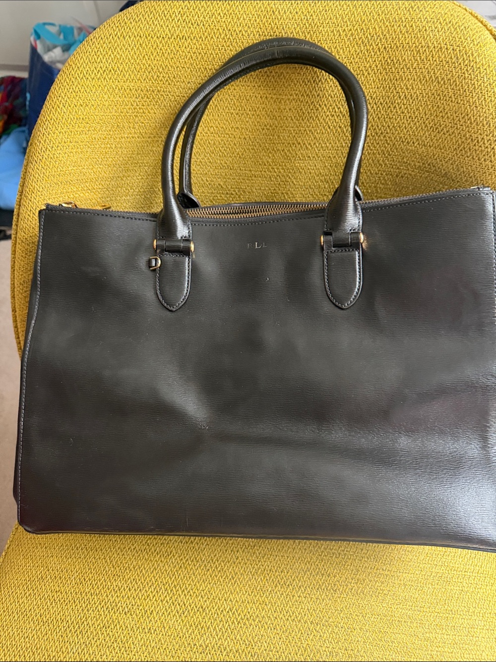 Lauren Ralph Lauren Black Leather Satchel Briefcase